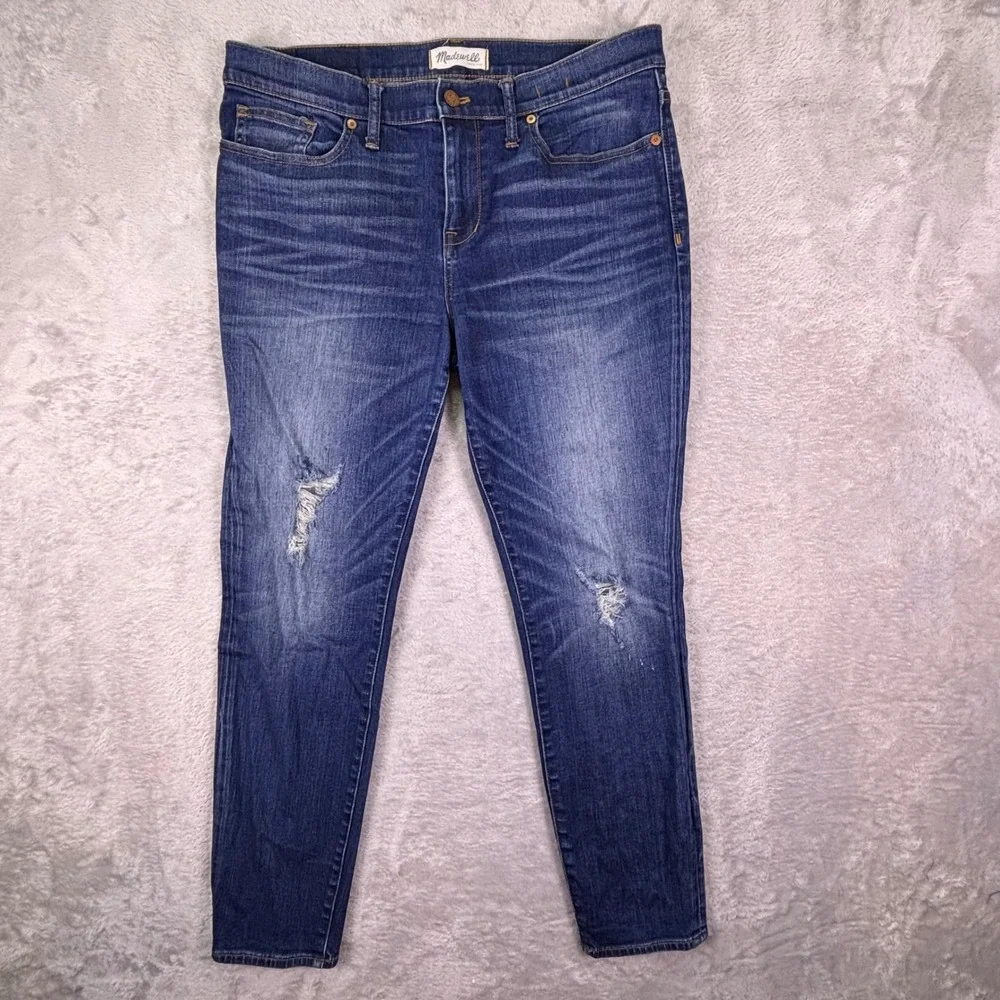 Madewell Women's Skinny Skinny Distressed Blue Jeans Size 32 B7078 HOL14